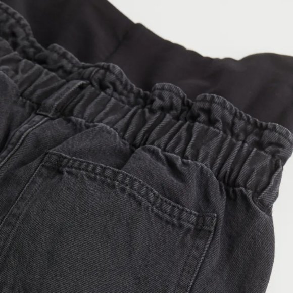H&M MAMA PAPER-BAG JEANS IN SIZE M WASHED OUT BLACK - Picture 2 of 2